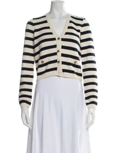Pre-owned Frame Striped V-neck Sweater In Neutral