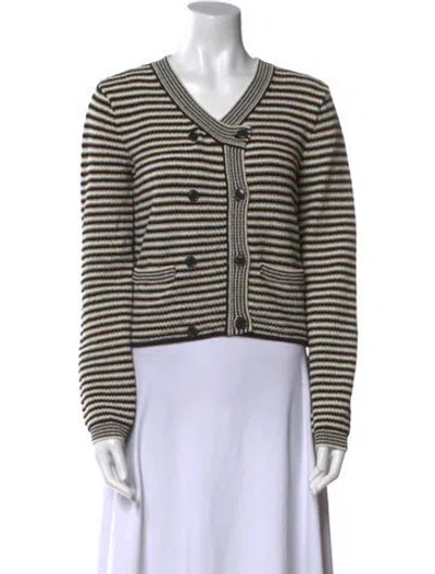 Pre-owned Frame Striped V-neck Sweater W/ Tags In Multi