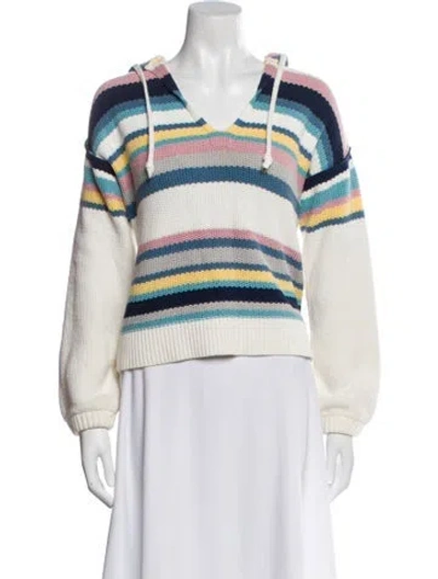 Pre-owned Frame Striped V-neck Sweater In White