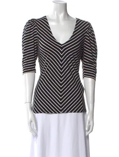 Pre-owned Frame Striped V-neck Top In Multi