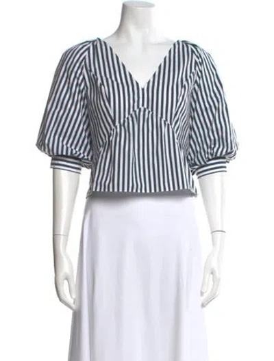 Pre-owned Frame Striped V-neck Top In Multi