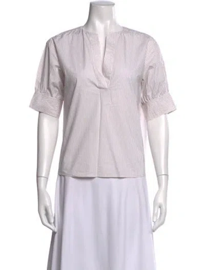 Pre-owned Frame Striped V-neck Top In Multicolor
