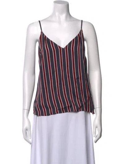 Pre-owned Frame Striped V-neck Top In Red