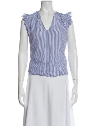 Pre-owned Frame Striped V-neck Top In White