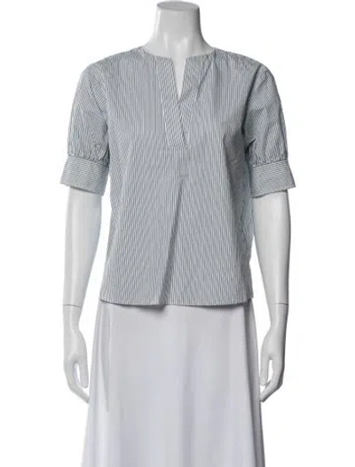 Pre-owned Frame Striped V-neck Top In White