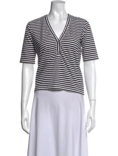 Pre-owned Frame Striped V-neck T-shirt In Black