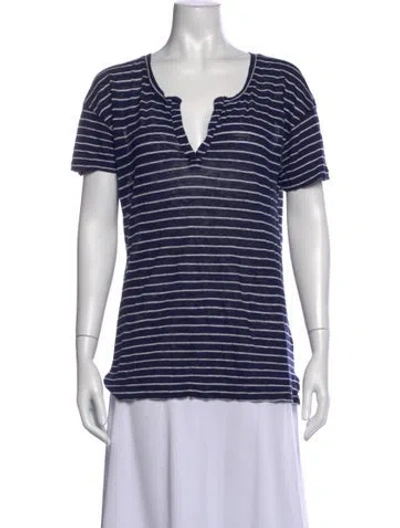 Pre-owned Frame Striped V-neck T-shirt In Blue
