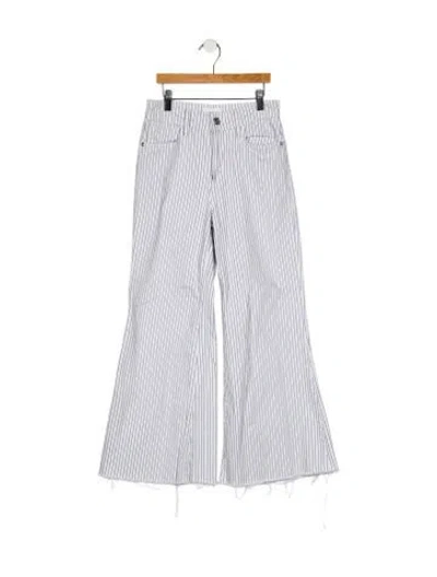Pre-owned Frame Striped Wide Leg Pants In Blue
