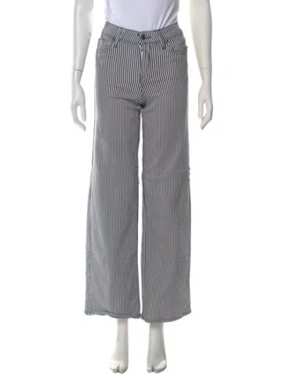 Pre-owned Frame Striped Wide Leg Pants In Blue