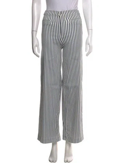 Pre-owned Frame Striped Wide Leg Pants In Blue