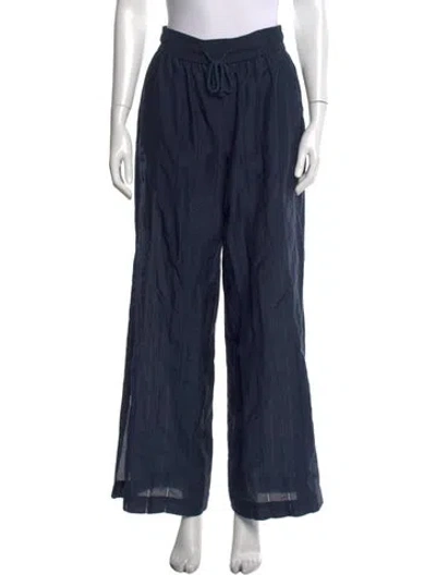 Pre-owned Frame Striped Wide Leg Pants In Blue