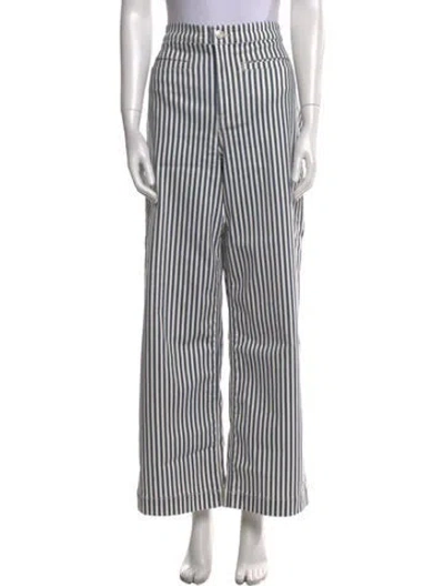 Pre-owned Frame Striped Wide Leg Pants In Blue