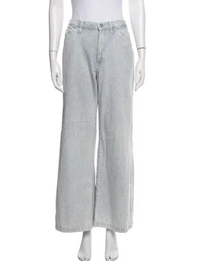 Pre-owned Frame Striped Wide Leg Pants In Blue/white