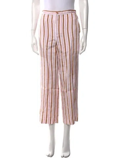 Pre-owned Frame Striped Wide Leg Pants In Brown