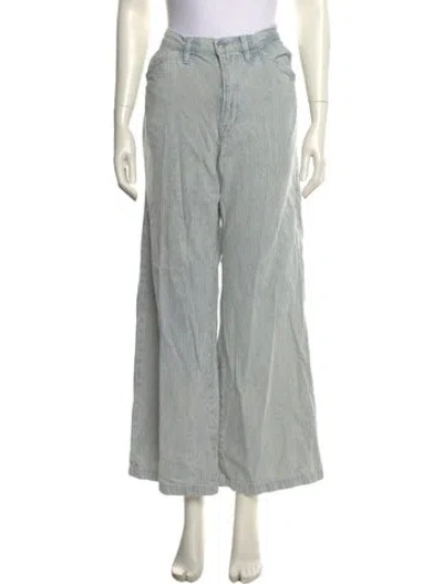 Pre-owned Frame Striped Wide Leg Pants In Neutral
