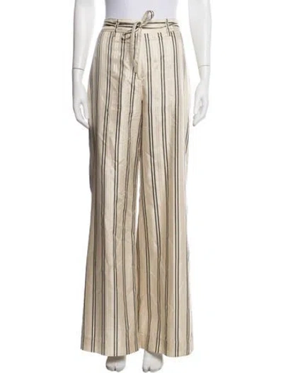 Pre-owned Frame Striped Wide Leg Pants In Neutrals