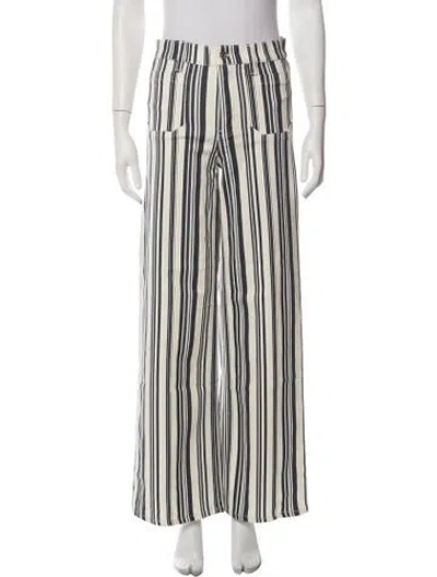 Pre-owned Frame Striped Wide Leg Pants In Neutrals
