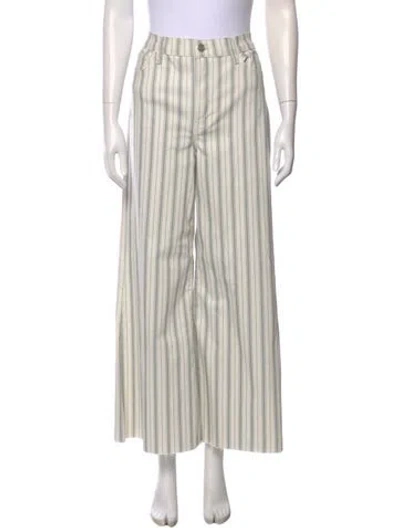 Pre-owned Frame Striped Wide Leg Pants In White