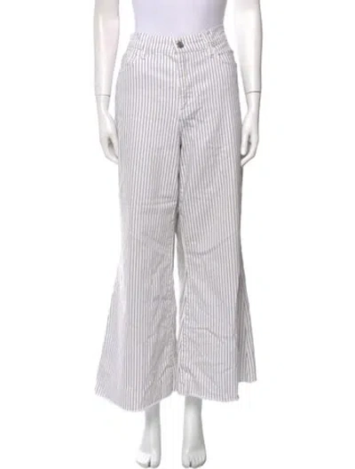 Pre-owned Frame Striped Wide Leg Pants In White