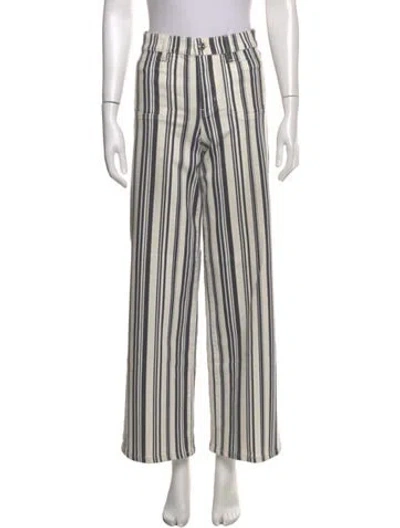 Pre-owned Frame Striped Wide Leg Pants In White