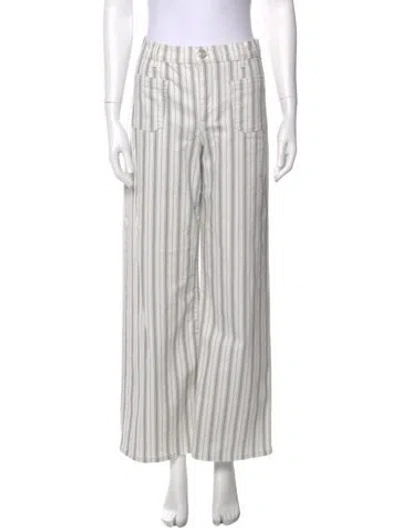 Pre-owned Frame Striped Wide Leg Pants In White