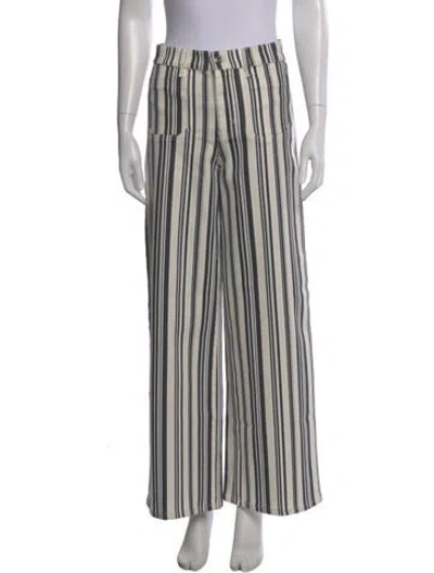 Pre-owned Frame Striped Wide Leg Pants In White