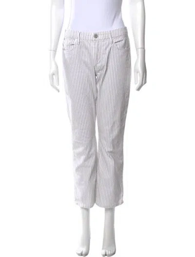 Pre-owned Frame Striped Wide Leg Pants In White