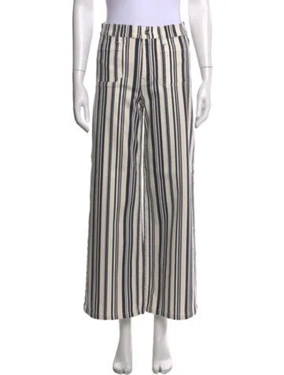 Pre-owned Frame Striped Wide Leg Pants In White
