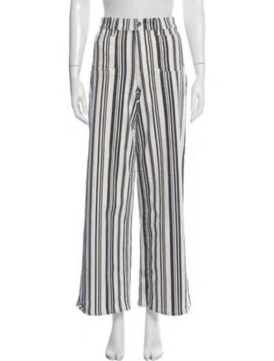 Pre-owned Frame Striped Wide Leg Pants In White