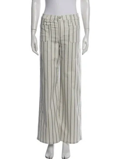 Pre-owned Frame Striped Wide Leg Pants In White
