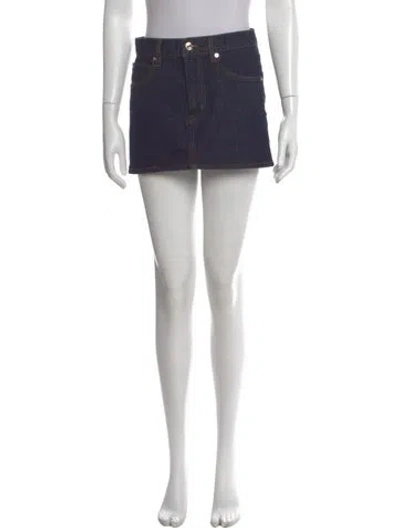 Pre-owned Frame Studded Accents Mini Skirt In Blue