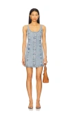 Frame The Studded A-line Denim Minidress In Mingle