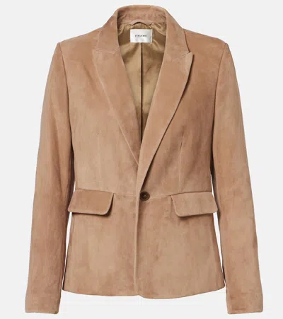 Frame Suede Blazer In Brown