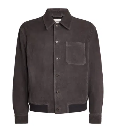 Frame Suede Bomber Jacket In Gray