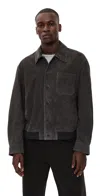 Frame Suede Bomber Jacket Old Black In Black