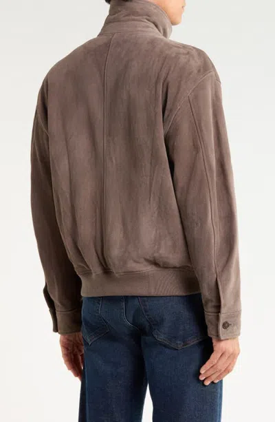 Frame Suede Bomber Jacket In Warm Beige