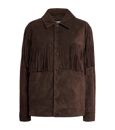 Frame Suede Fringe The Rodeo Jacket In Burgundy