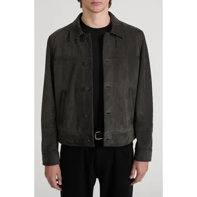 Frame Suede Jacket In Dark Grey