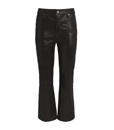 Frame Suede Le Crop Mini Boot Trousers In Black