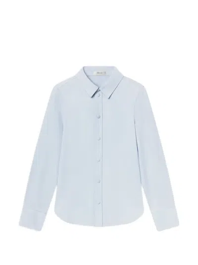 Frame Suede Long-sleeve Shirt In Blue