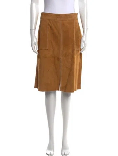 Pre-owned Frame Suede Midi Length Skirt In Yellow