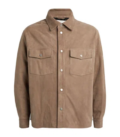 Frame Suede Padded Jacket In Dark Camel
