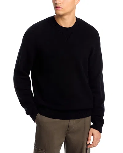 Frame Suede Patch Crewneck Sweater In Black