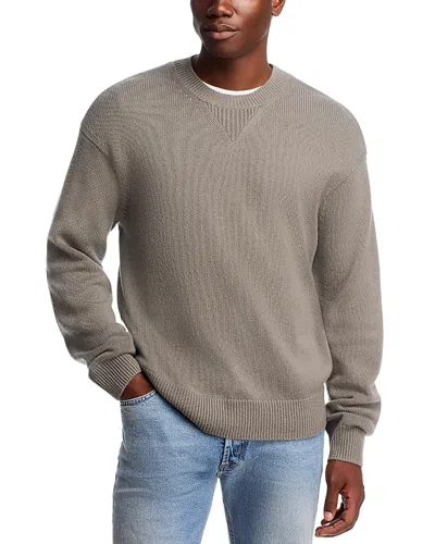 Frame Suede Patch Crewneck Sweater In Gray