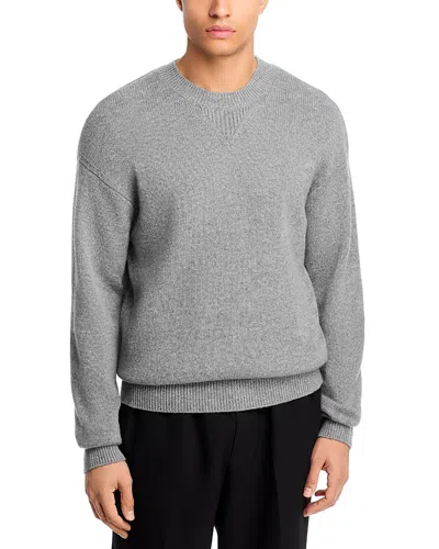 Frame Suede Patch Crewneck Sweater In Gray