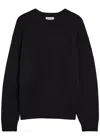 Frame Suede Patch Wool-blend Jumper In Black