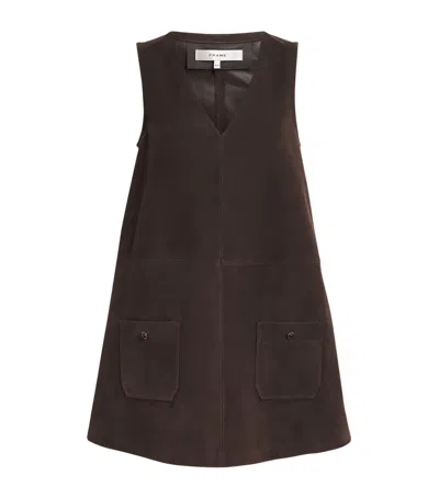 Frame Suede Safari Tent Mini Dress In Brown