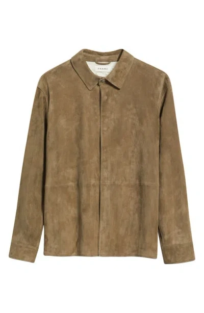 Frame Suede Shirt Jacket In Brown