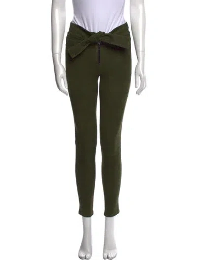 Pre-owned Frame Suede Skinny Leg Pants In Green