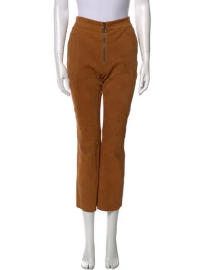 Pre-owned Frame Suede Straight Leg Pants In Brown